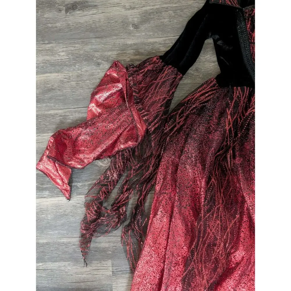 Spirit Halloween Kids Scarlet Enchantress Witch Costume Dress Red Black Size S